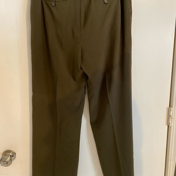 Spiegel olive green pants suit size 14 ruffles - Picture 8 of 9